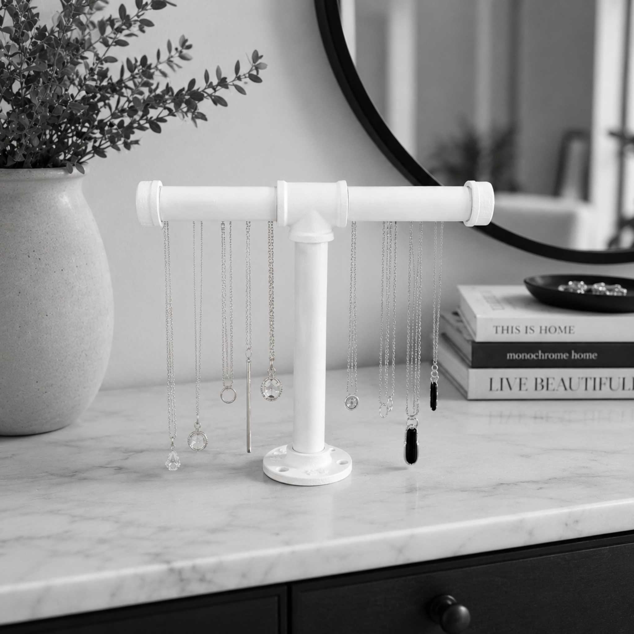 Industrial Pipe T-Bar Jewelry Organizer