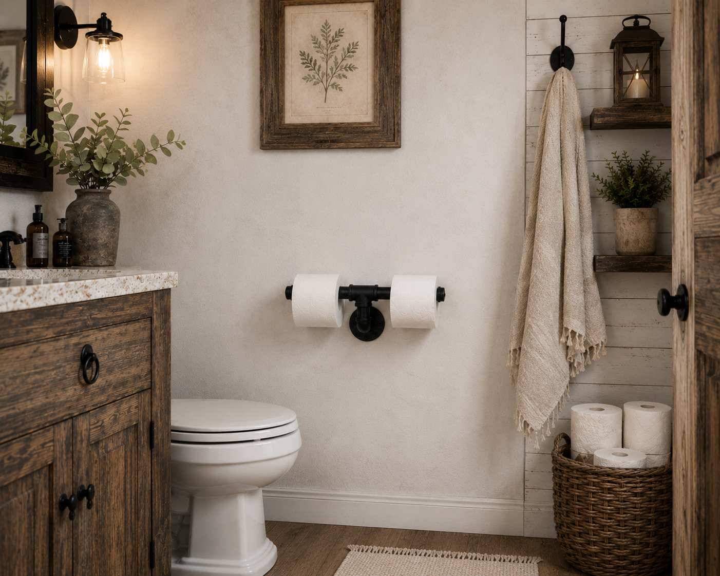 Rustic Pipe Dual Toilet Paper Holder