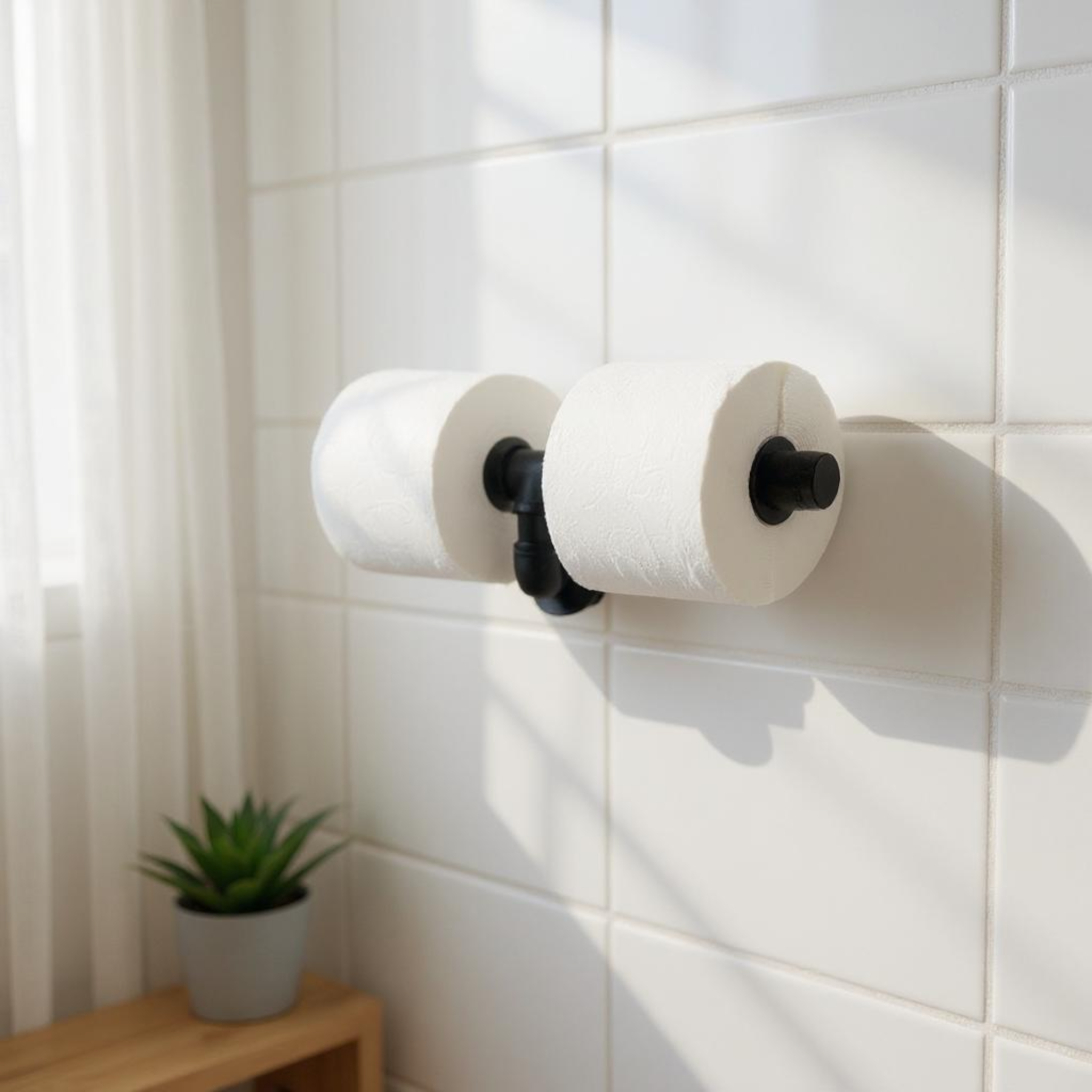 Rustic Pipe Dual Toilet Paper Holder