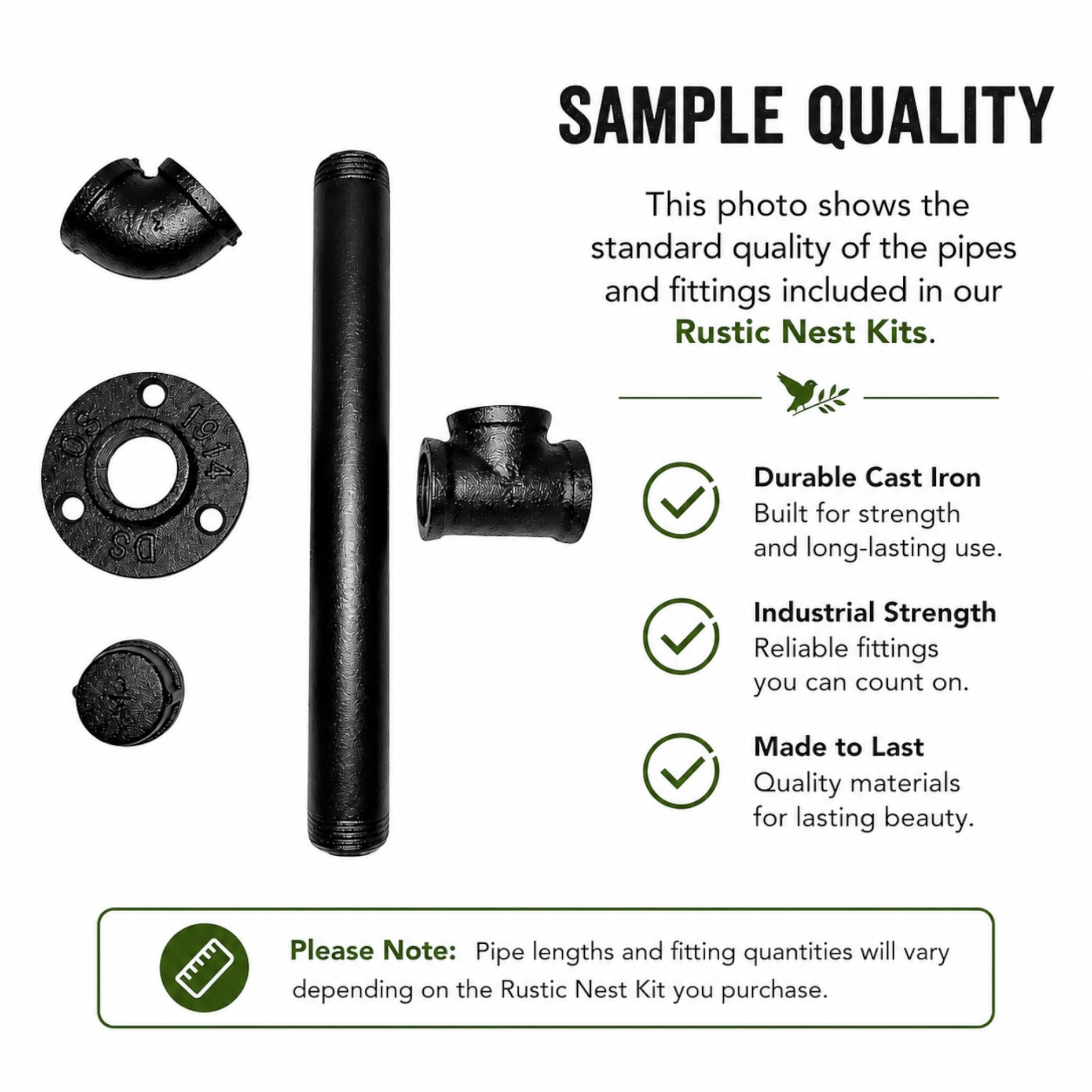 Rustic Pipe Bathroom Hardware Set, 4-Piece