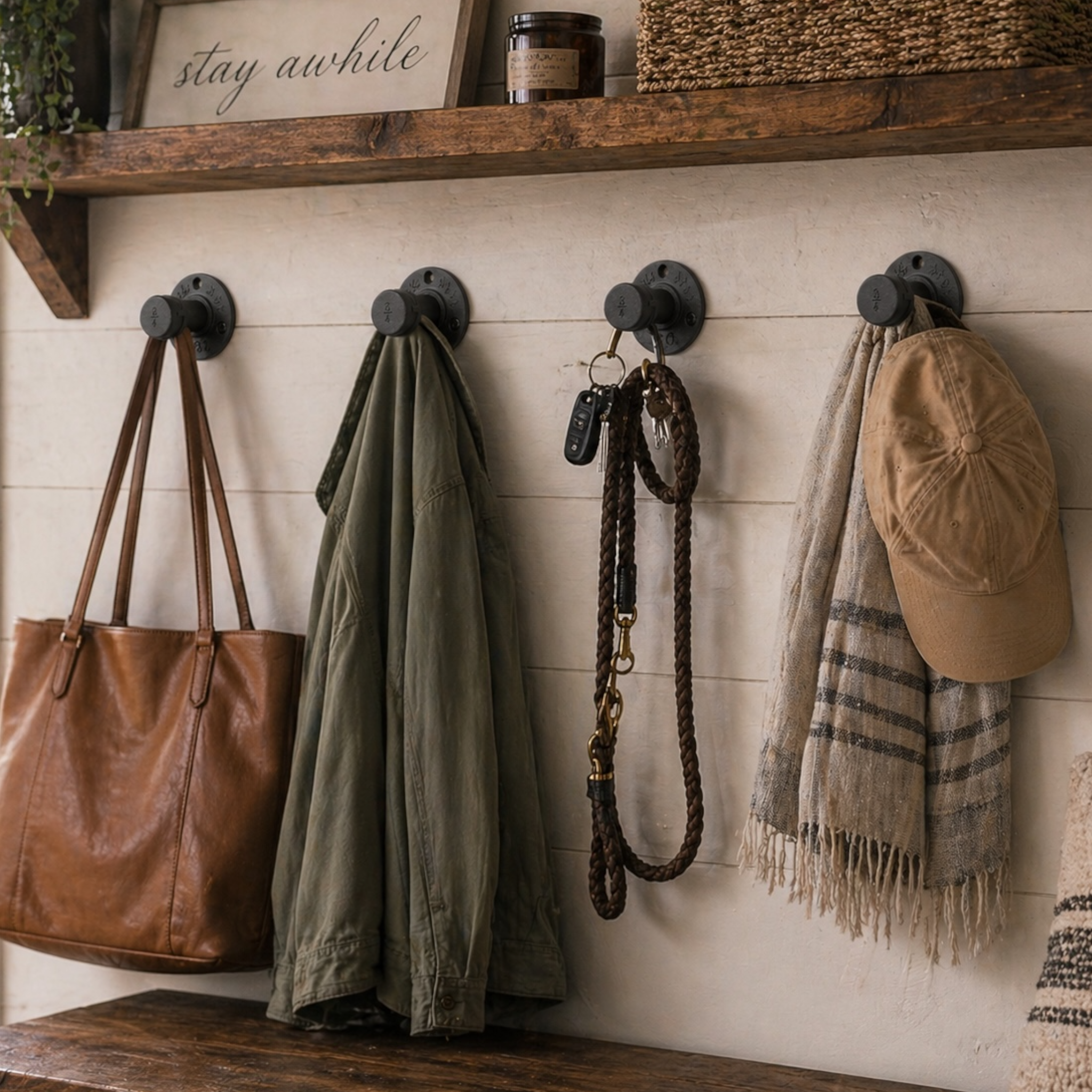 Straight Industrial Pipe Wall Hooks