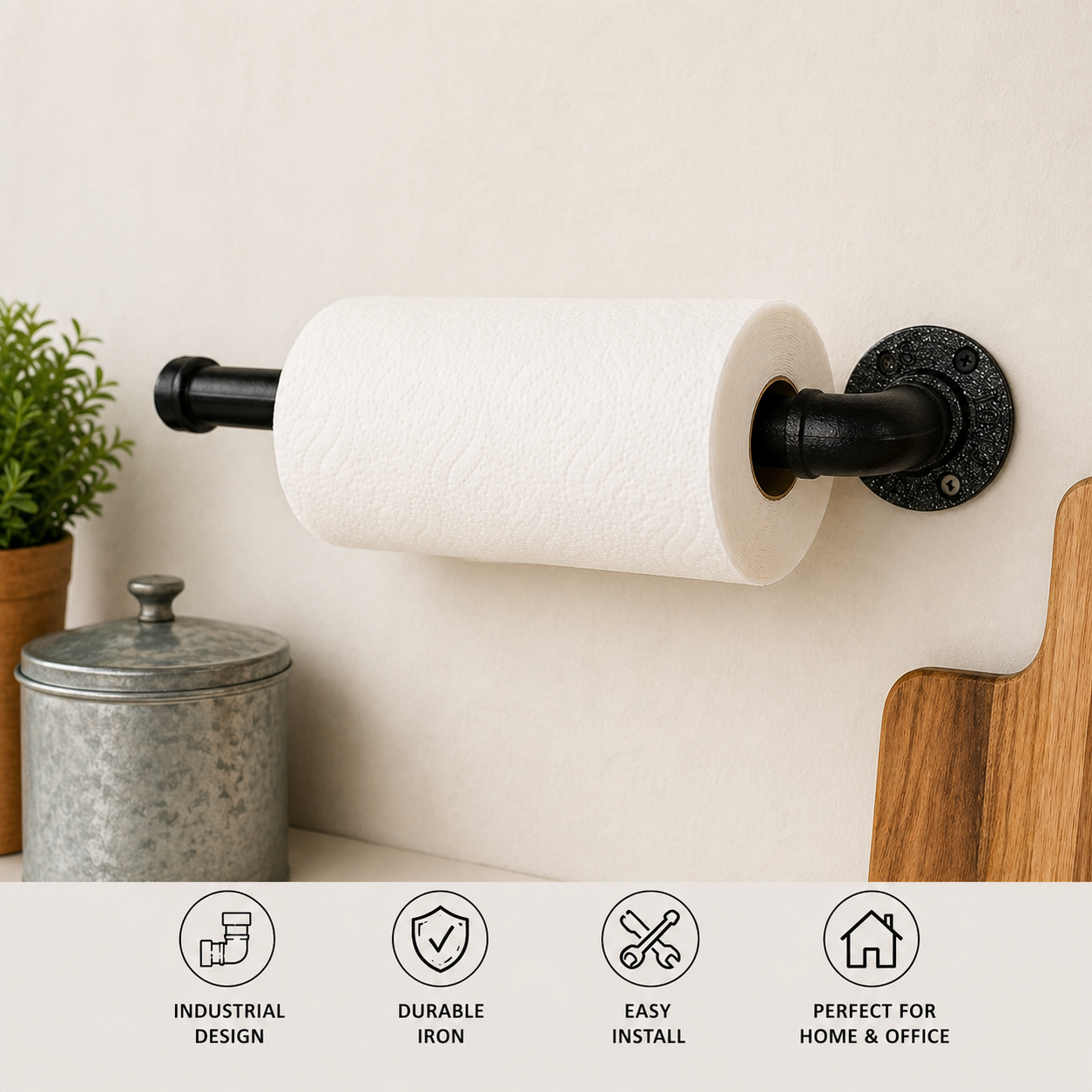 Industrial Pipe Paper Towel Holder, Wall-Mounted