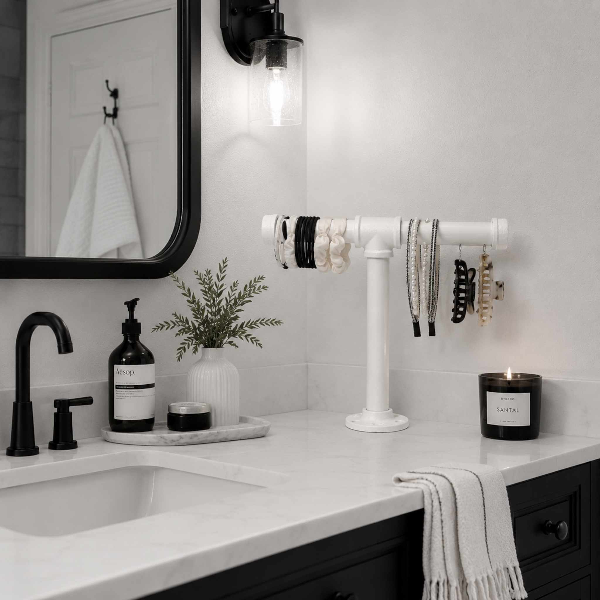 Industrial Pipe T-Bar Jewelry Organizer