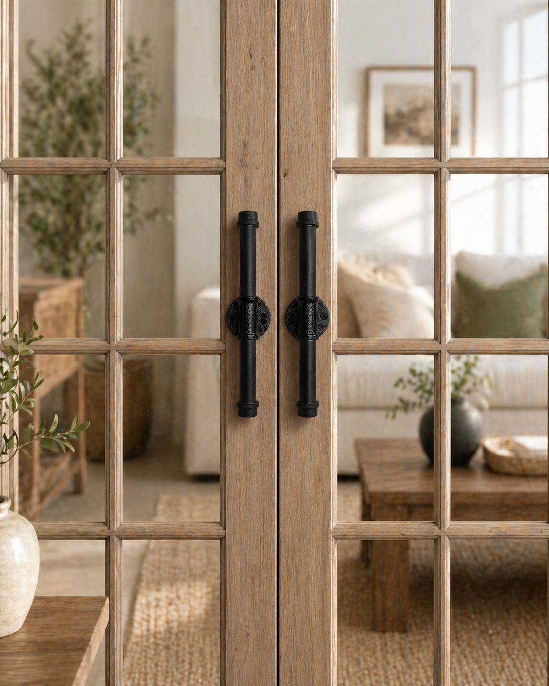 Industrial Pipe Barn Door Handles, Set of 2