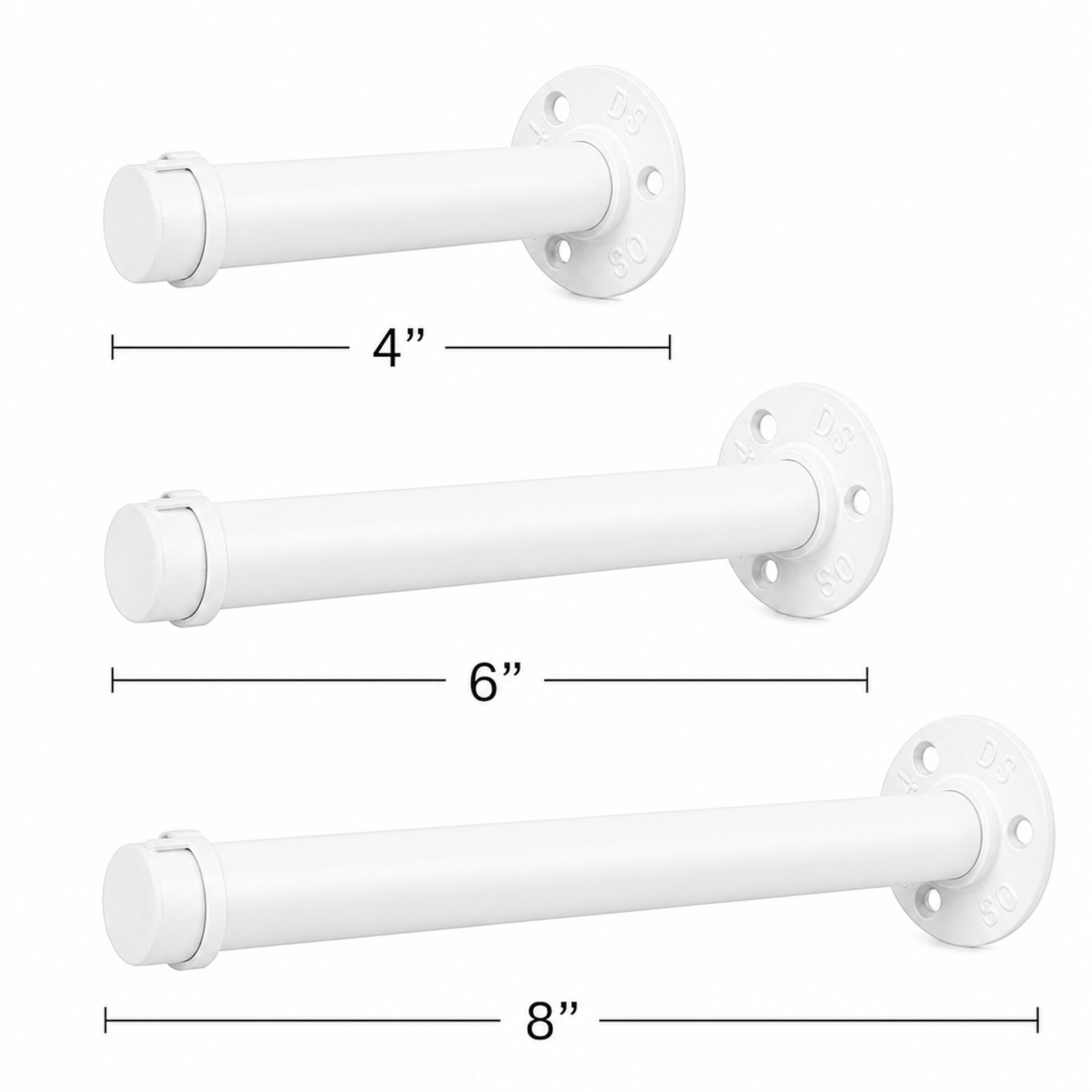 Rustic Pipe Floating Shelf Brackets, Straight, Wall Mounted, Multiple Lengths