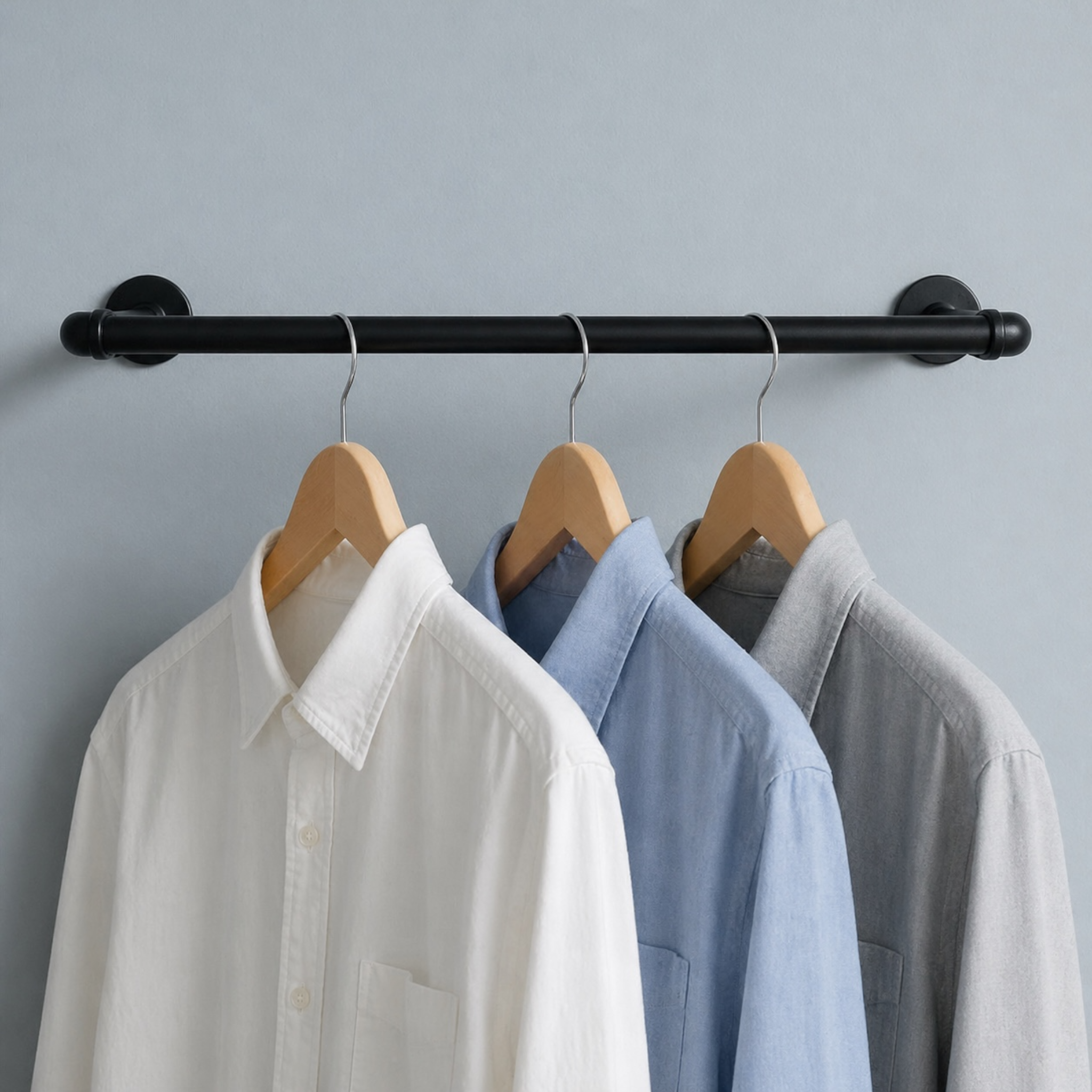 Industrial Pipe Clothing Rack, Garment Rod, Wall-Mounted