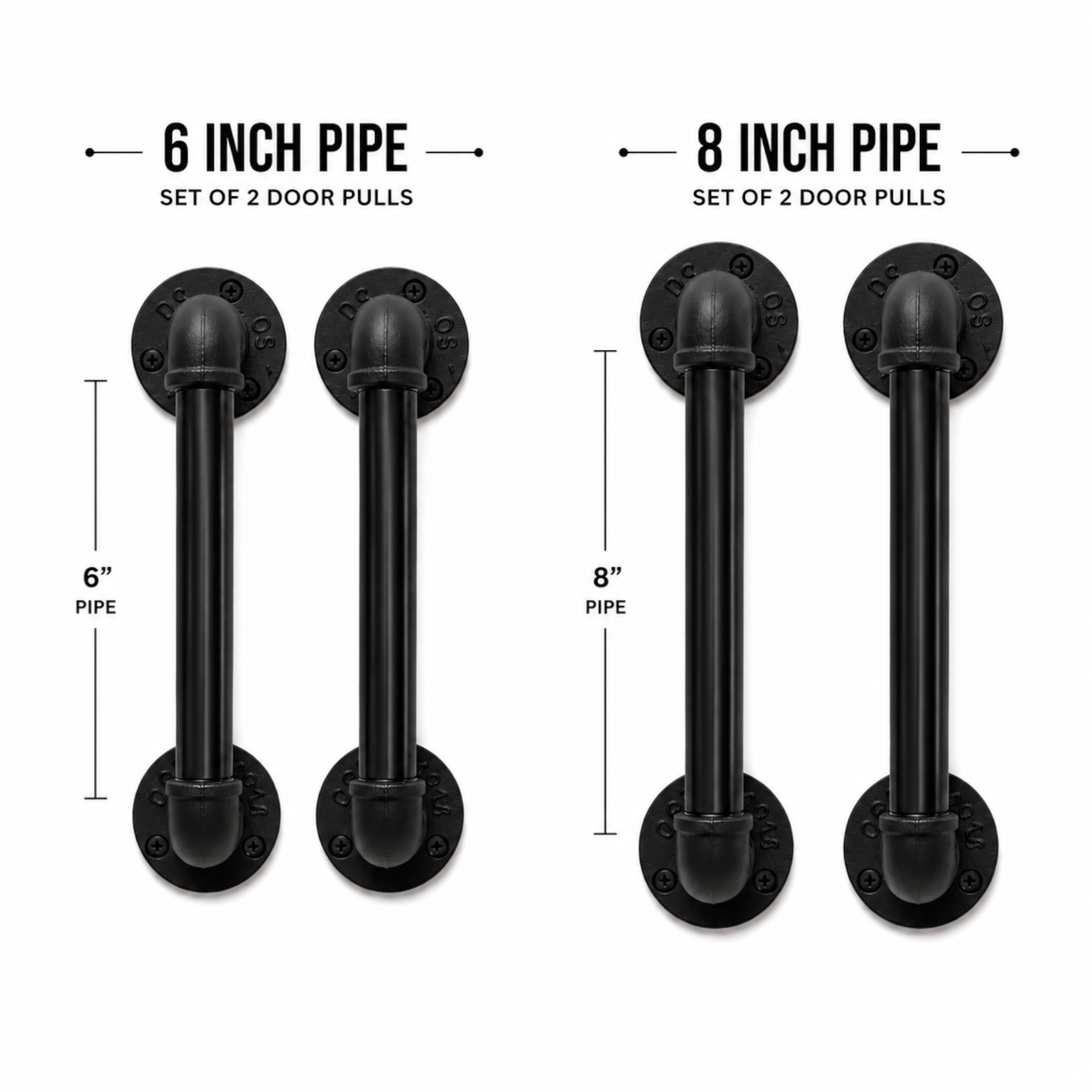 Industrial Pipe Barn Door Handles, Set of 2