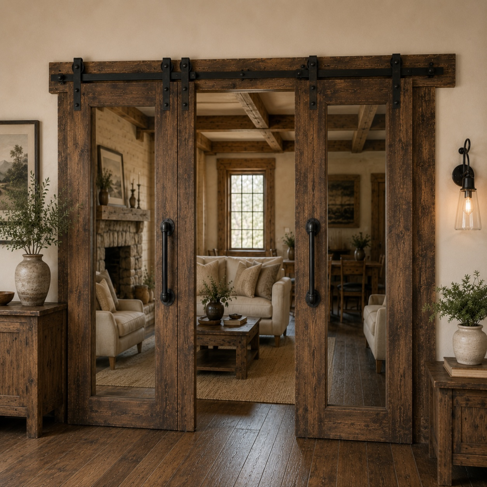 Industrial Pipe Barn Door Handles, Set of 2