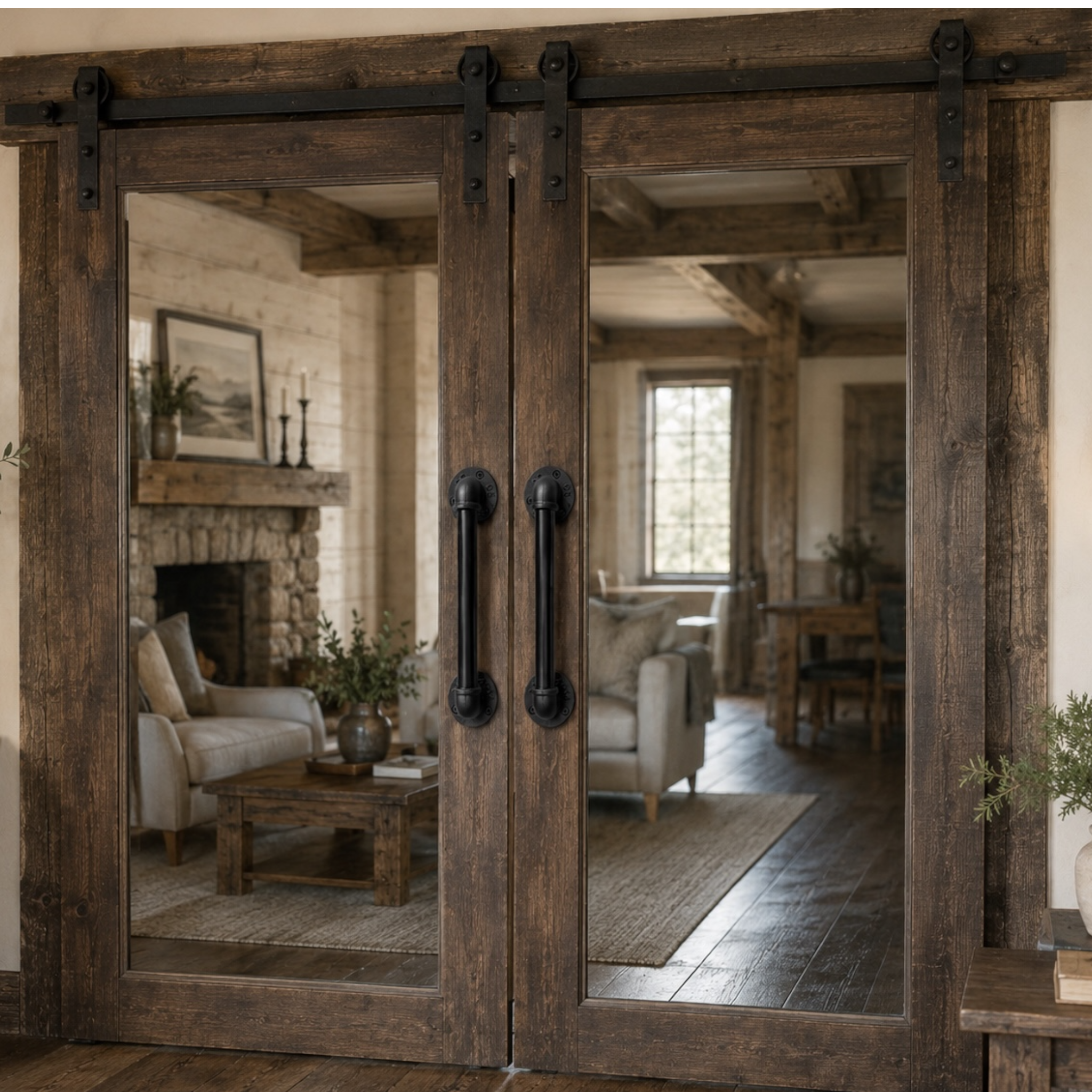 Industrial Pipe Barn Door Handles, Set of 2