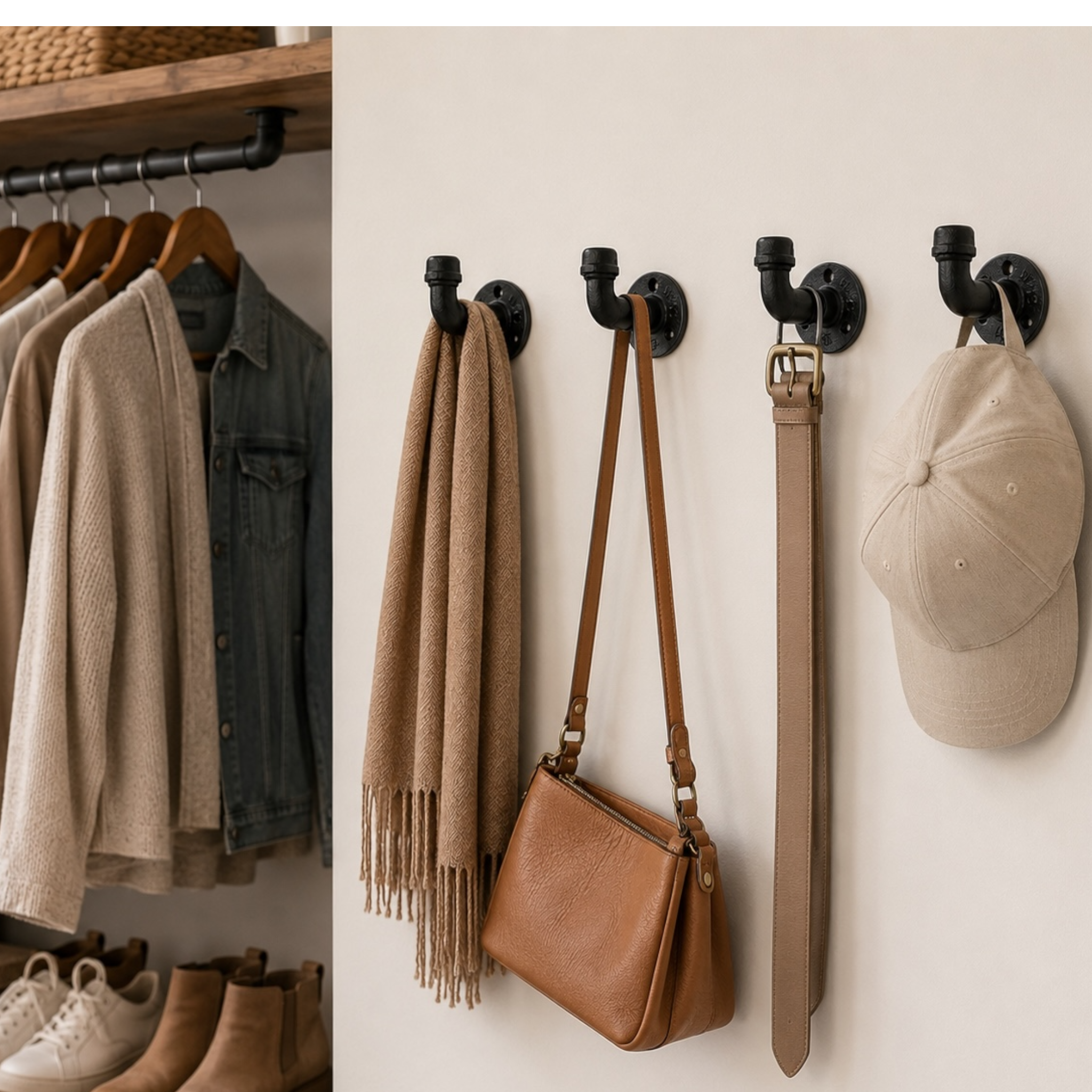 90-Degree Industrial Pipe Wall Hooks