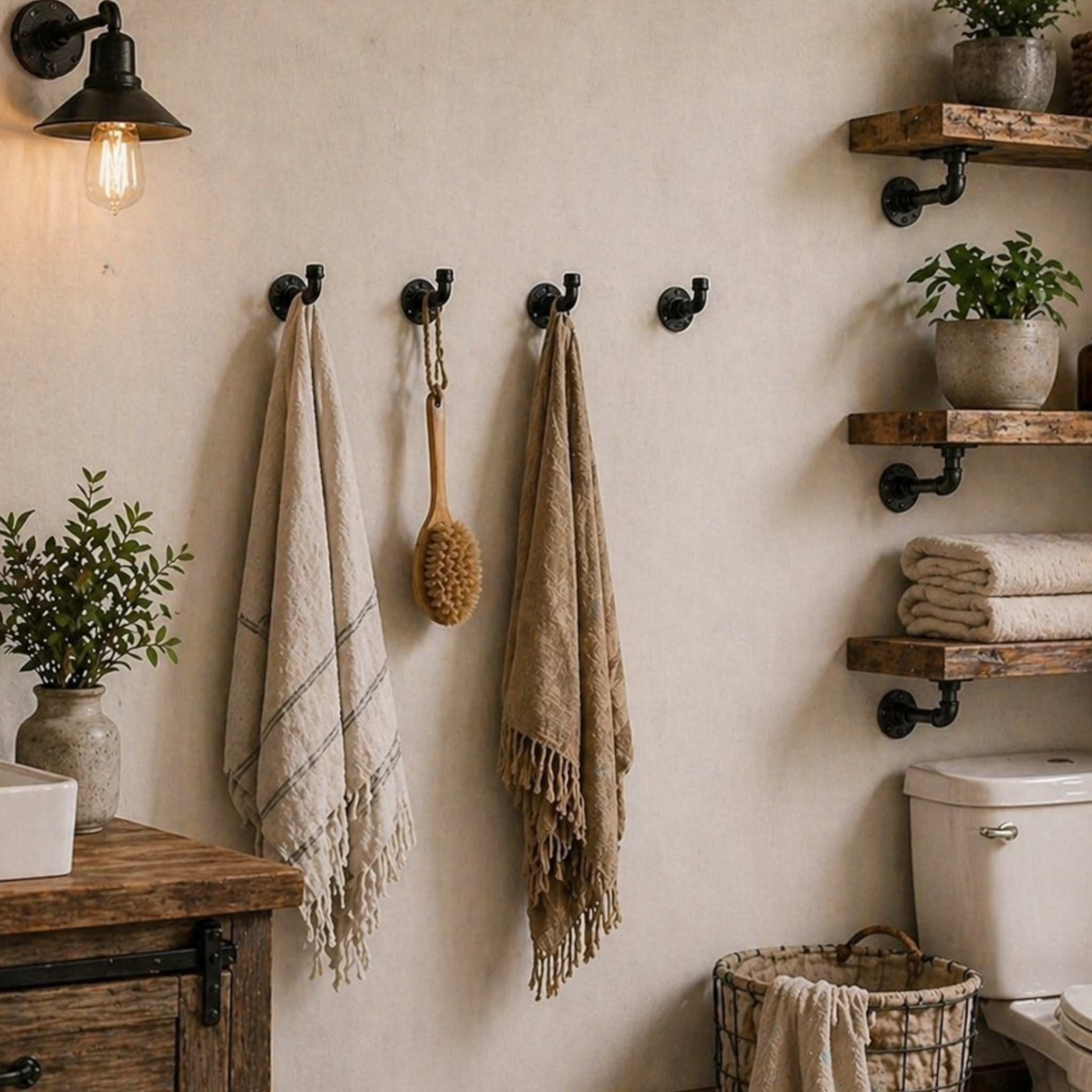 90-Degree Industrial Pipe Wall Hooks
