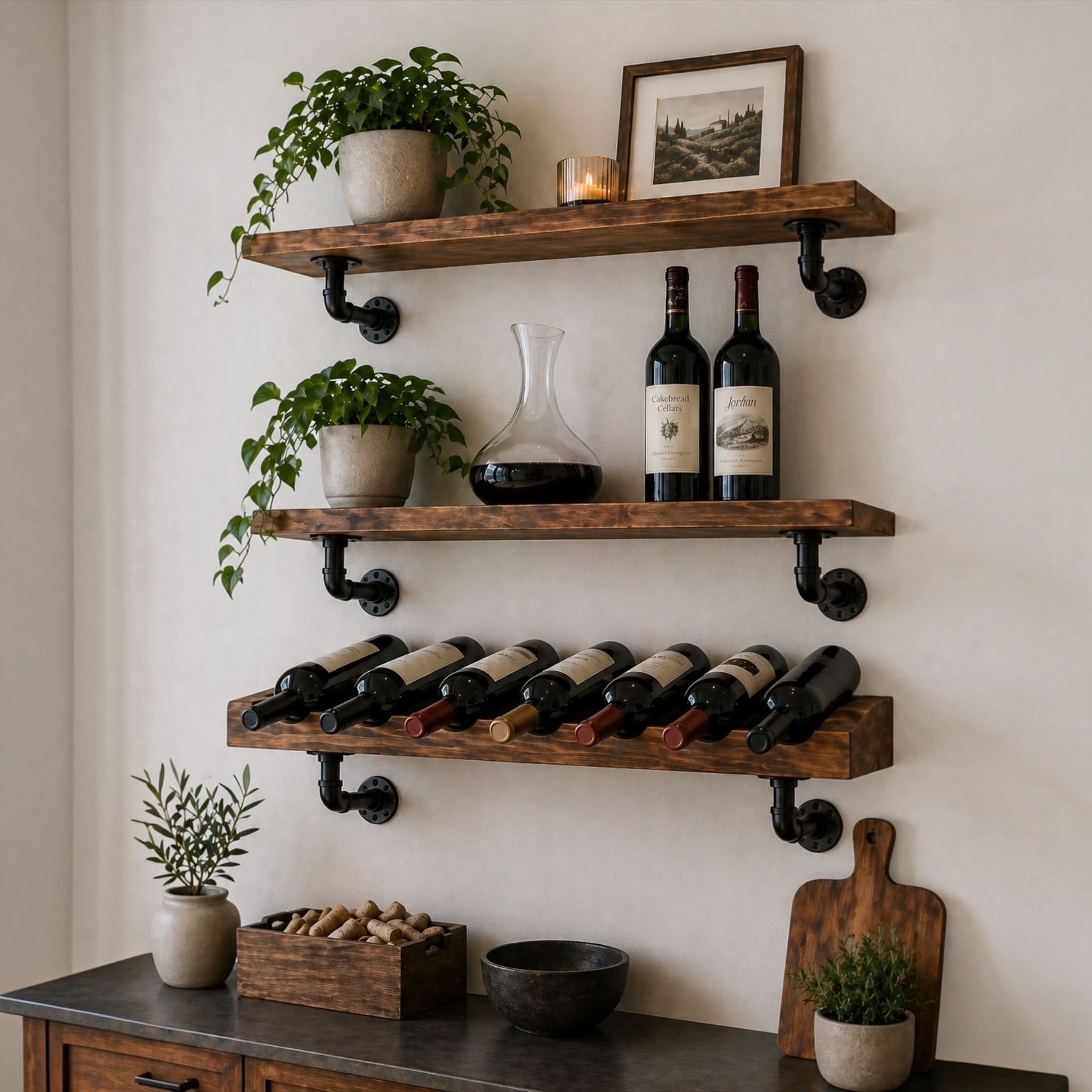 L-Shaped Industrial Pipe Shelf Brackets, Set of 4
