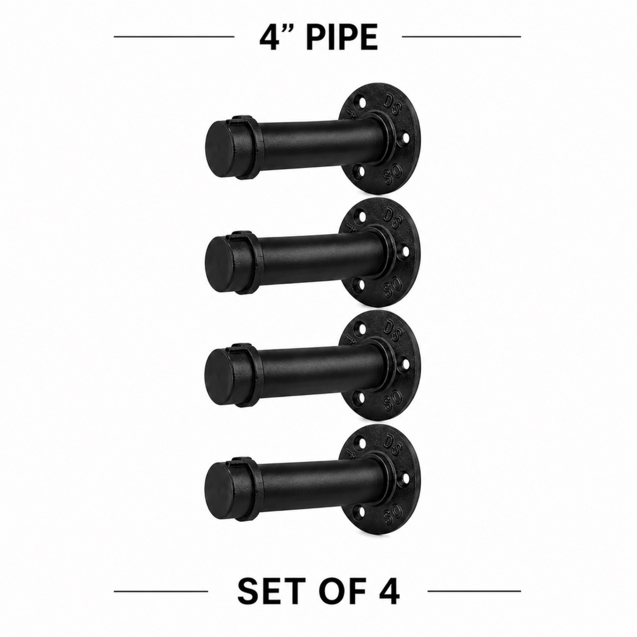 Rustic Pipe Floating Shelf Brackets, Straight, Wall Mounted, Multiple Lengths