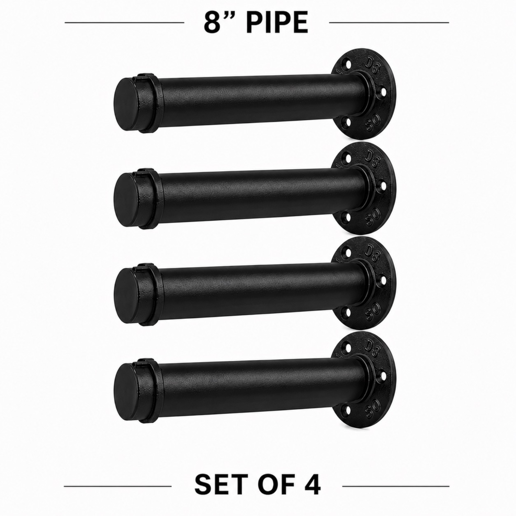 Rustic Pipe Floating Shelf Brackets, Straight, Wall Mounted, Multiple Lengths